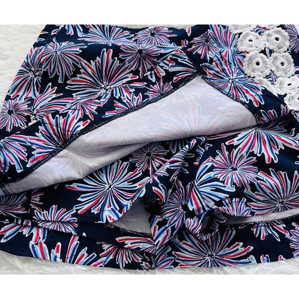 Crown & Ivy Firecracker Floral Skort Navy Red White Lace Trim Mini Skirt - Picture 5 of 10
